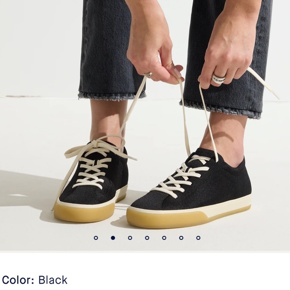 Rothy's Shoes - Rothy's Black Knit Lace-Up Sneakers with Cream Laces and Gum Sole